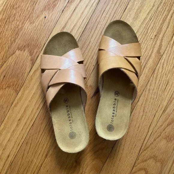 Leather Wedge Criss Cross Sandals 36 - Picture 1 of 6